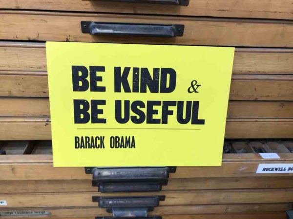 "Be Kind" Letterpress Poster